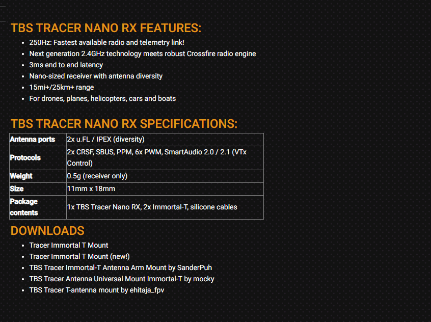Tbs Fpv Tracer - جهاز استقبال TBS TRACER NANO RX
